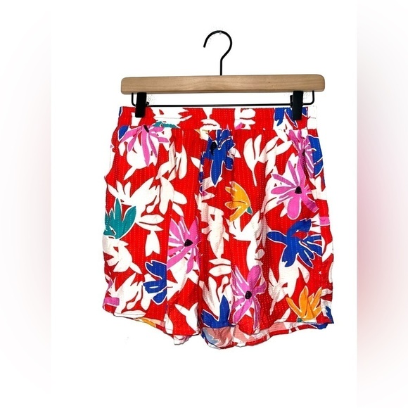 LULU’S Sprung on Sunshine Red Floral Print Pull On Shorts Size Small - Picture 3 of 8